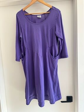 Vintage Cotton me Cotton 100% Cotton Scoop Neck Purple Pocket Tunic Dress XXL